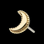 14Kt Yellow Gold Threadless Beaded Edge Crescent Moon Top