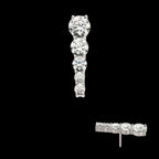 Titanium Threadless Cascading Prong Set Round CZ Gem 5-Cluster Top