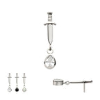 Dangle Bezel Teardrop Gem Dagger Flatback Stud Earring / Nosering - Gem in Titanium