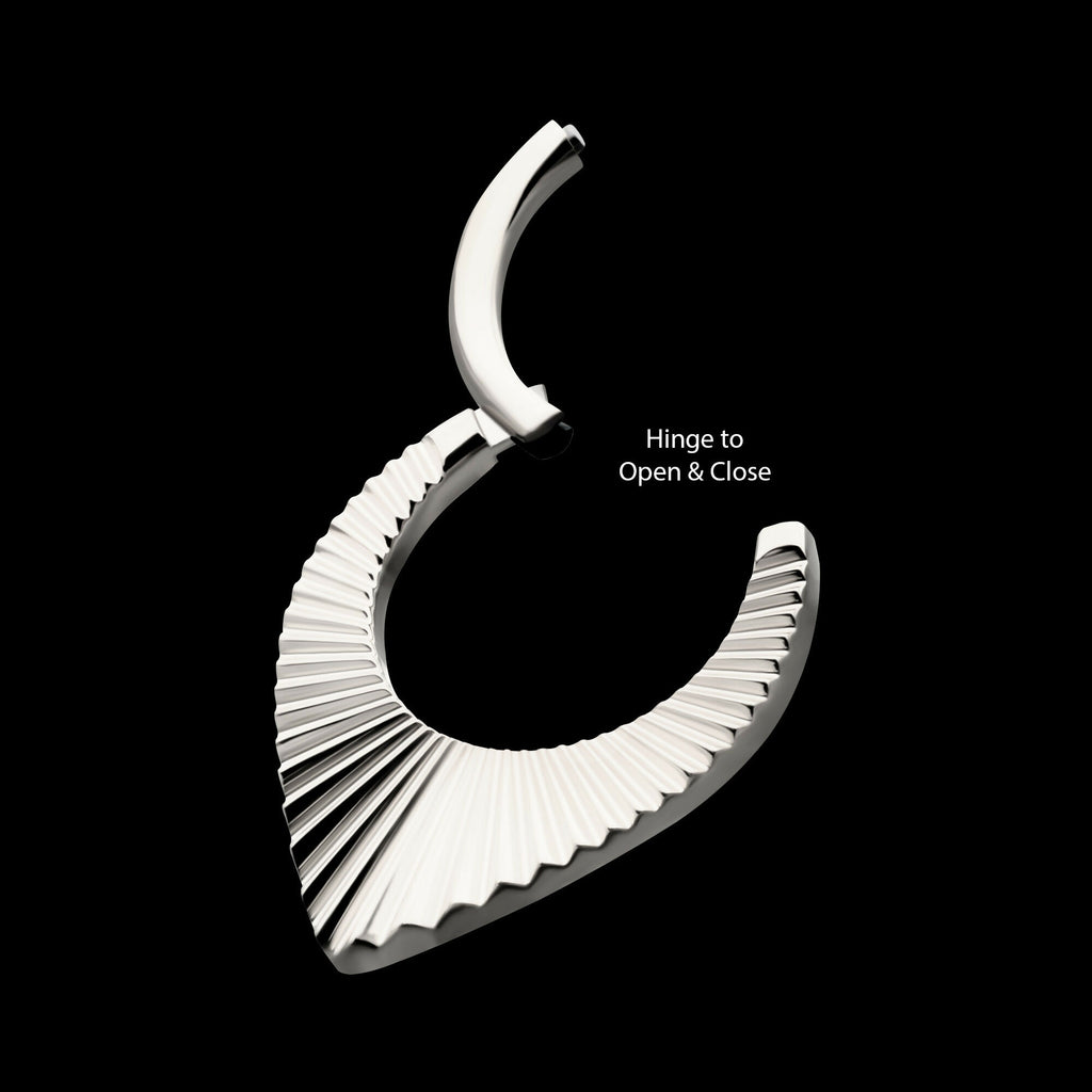 Radiant Teardrop Hoop Front Facing Hinged Segment Clicker Earring / Nosering – Titanium