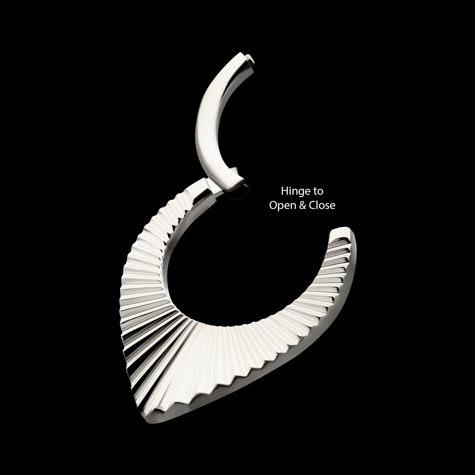Radiant Teardrop Hoop Front Facing Hinged Segment Clicker Earring / Nosering – Titanium