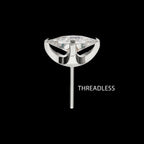Titanium Threadless 4 Prong Princess Cut Gem Top