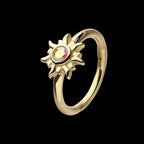 Bezel Set 2mm Round Gem Moon Phase Side Facing Hinged Segment Clicker Hoop Earring / Nosering – 14Kt Yellow Gold