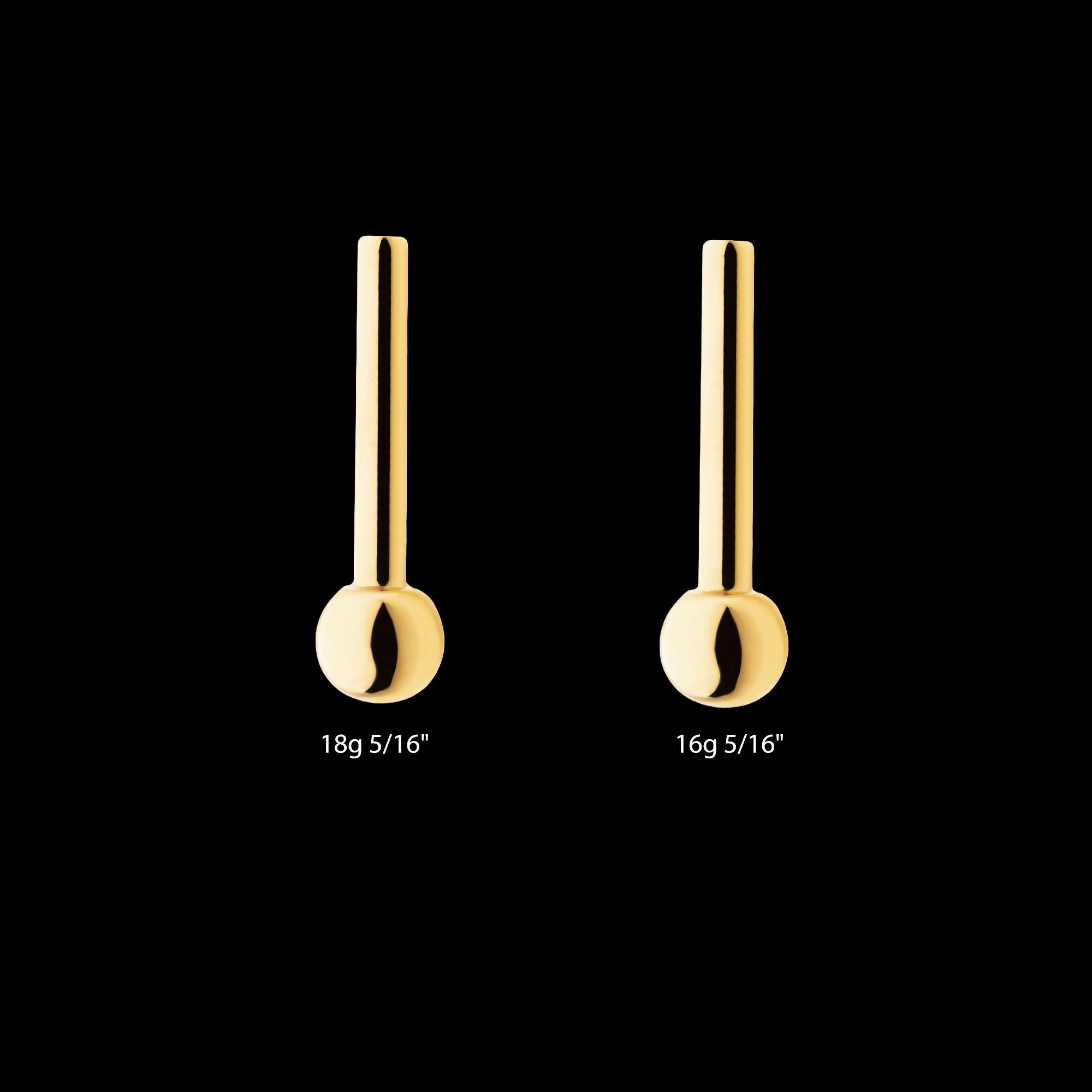 24KT Gold PVD Titanium Threadless Barbell with Single Attached Ball