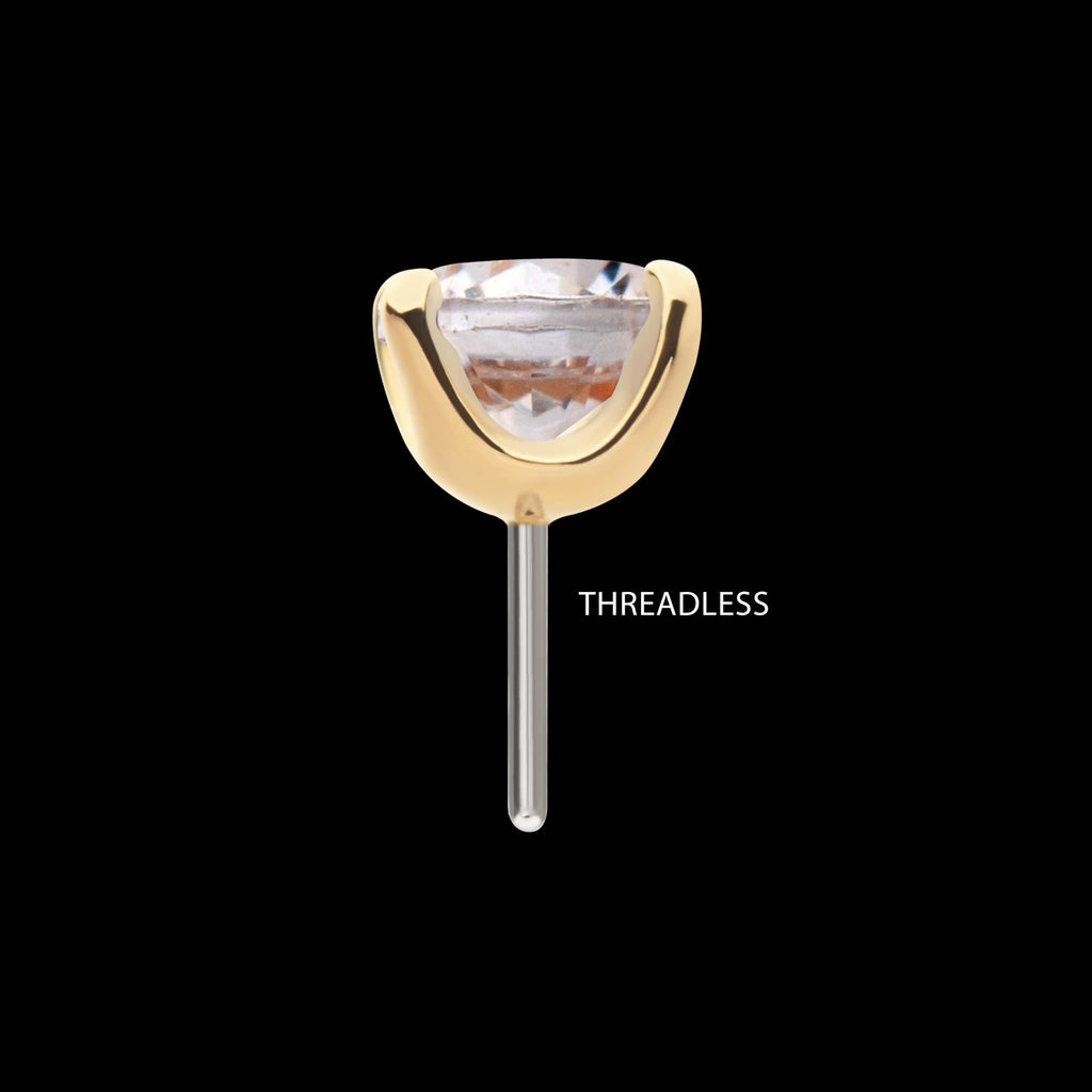 14Kt Yellow Gold Threadless with Prong Set Round Swarovski Top