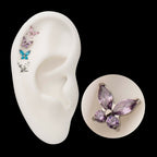 Titanium Threadless Butterfly with Prong Set Round & Marquise Gem Top