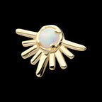 14Kt Gold Threadless Prong Set White Opal Half Starburst Top