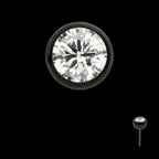 Black PVD Titanium Threadless Bezel Set CZ Front Facing Top