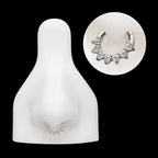 Seven Heart-Cut Gem Front Facing Hinged Segment Clicker Hoop Earring / Nosering – Titanium