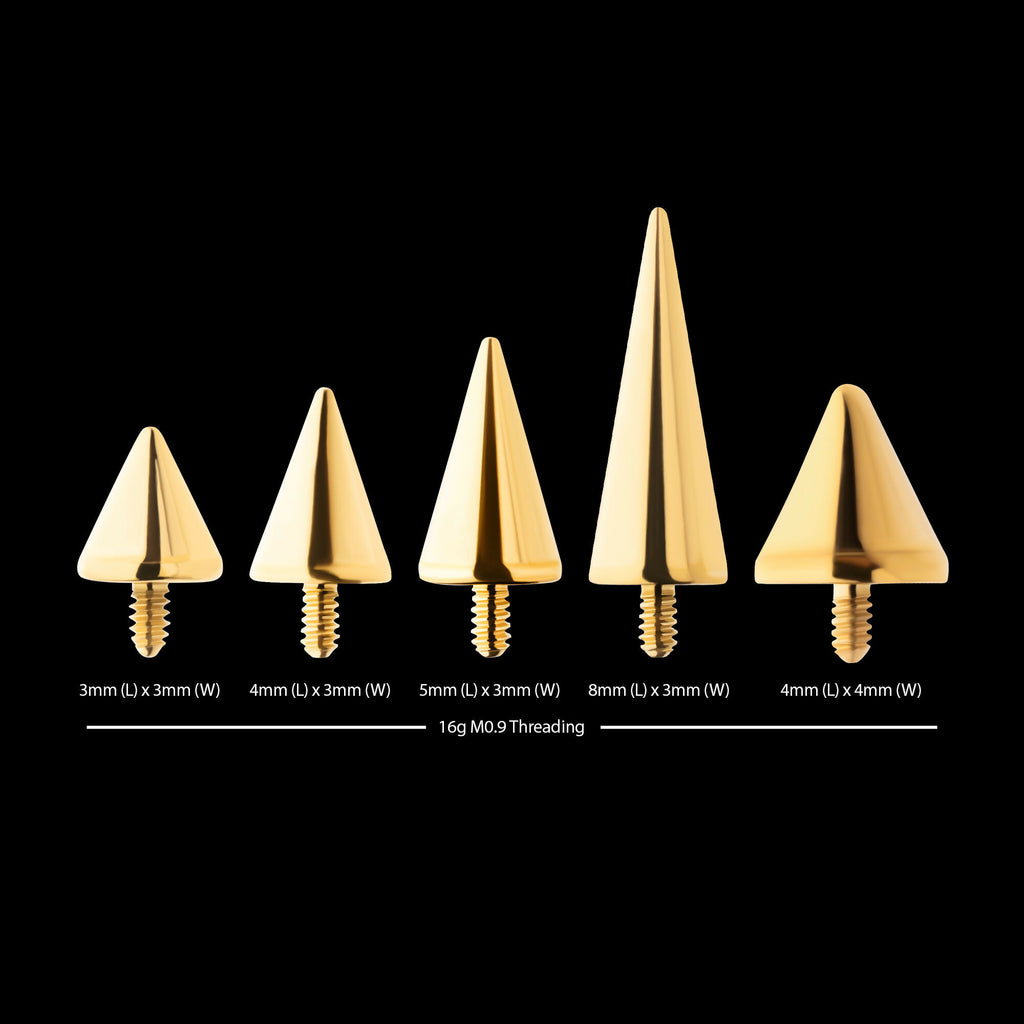 24Kt Gold PVD Titanium Internally Threaded Spike Top