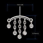 Titanium Threadless Hidden Helix Curved Bar Top with 5-Chain Bezel Gem Dangle