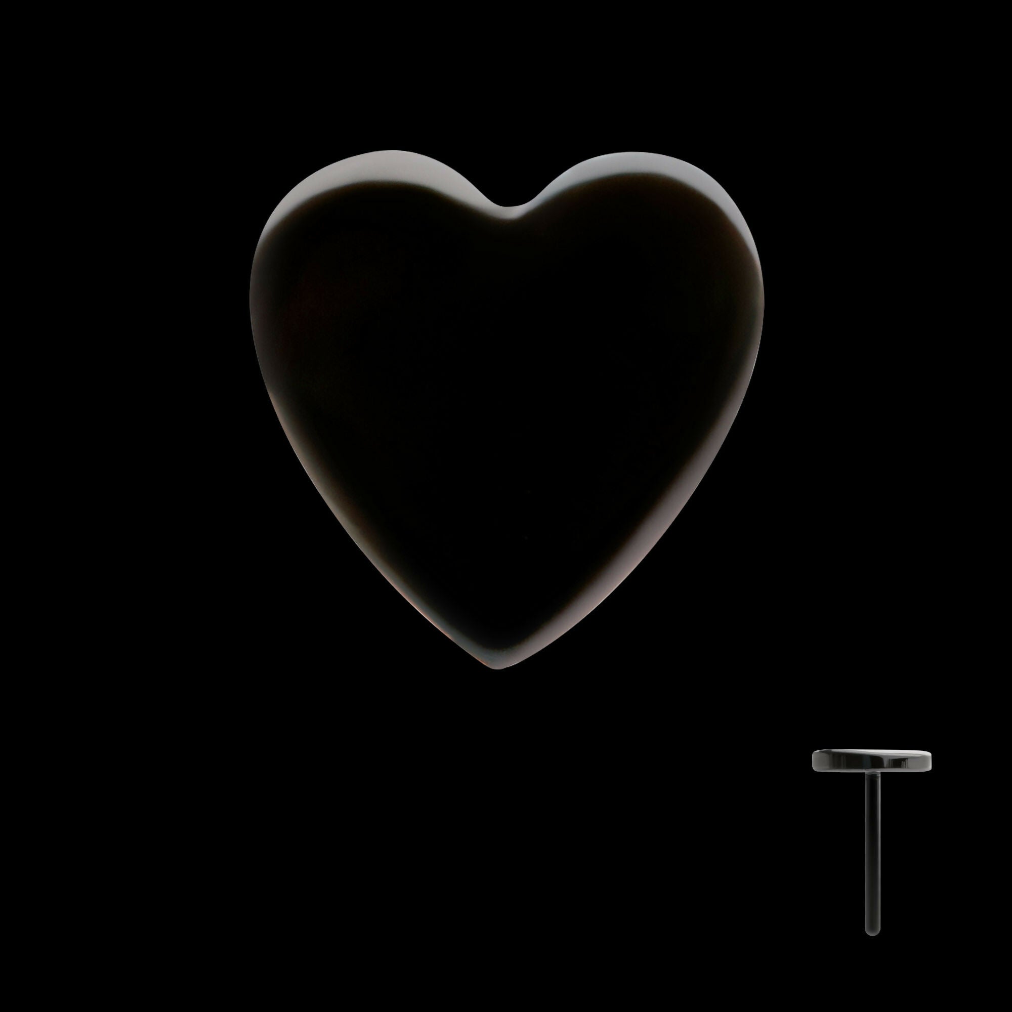 Black PVD Titanium Threadless Heart Top