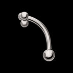 Tri-Bead Fixed Top with Bottom Curved Barbell Earring / Nosering – Titanium