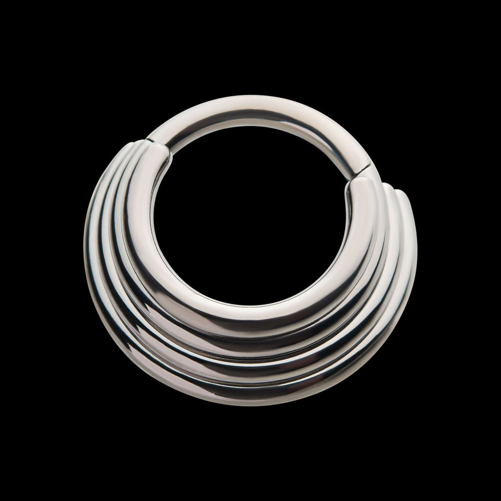 Four Stacked Front Facing Hinged Segment Clicker Hoop Earring / Nosering – Titanium