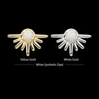 14Kt Gold Threadless Prong Set White Opal Half Starburst Top