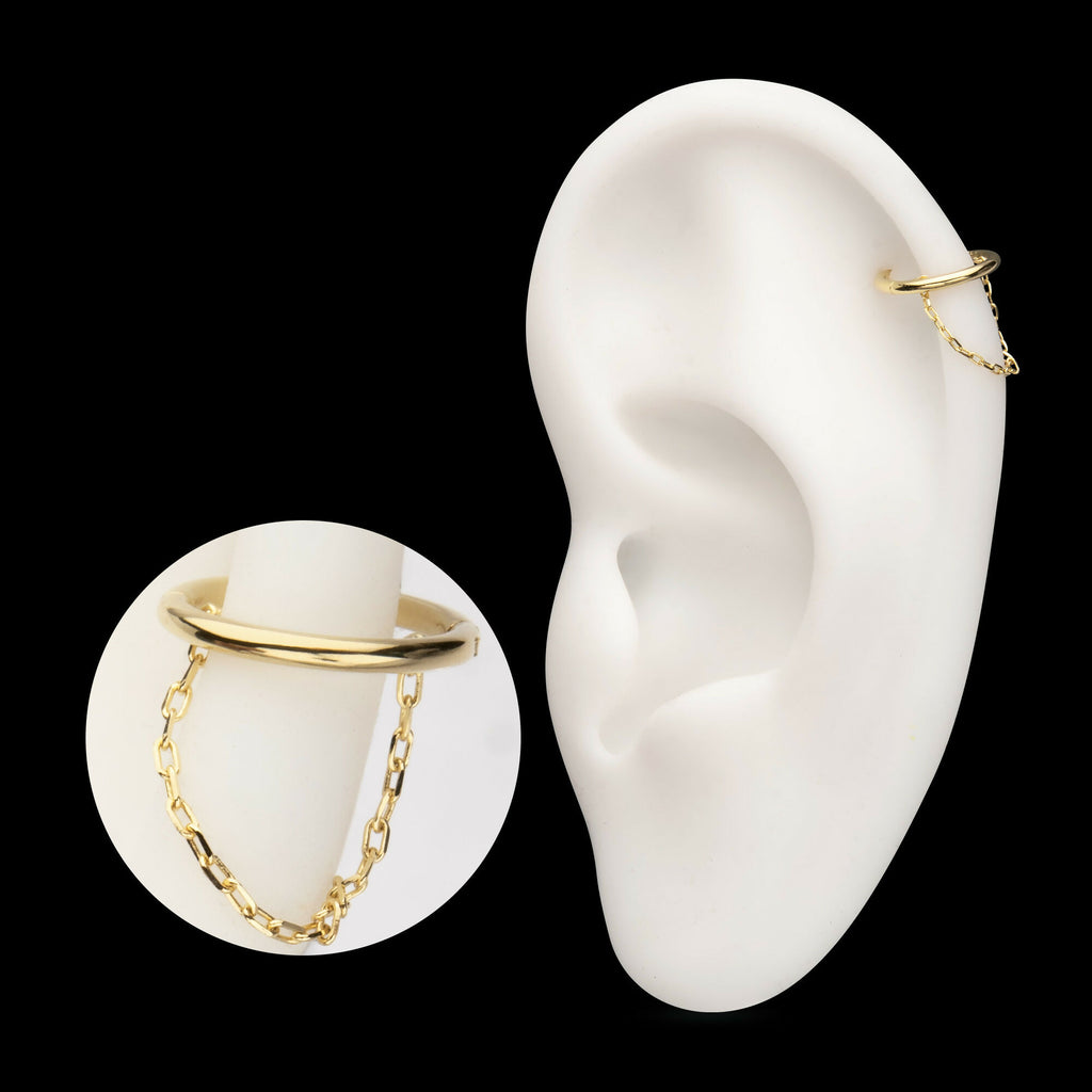 Chain Hinged Segment Clicker Hoop Earring / Nosering – 14Kt Yellow Gold