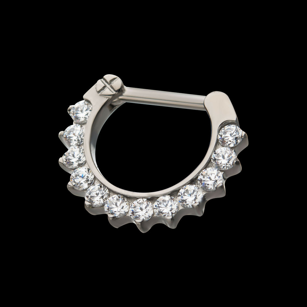 Titanium 12-Cluster CZ/Opal Septum Clickers