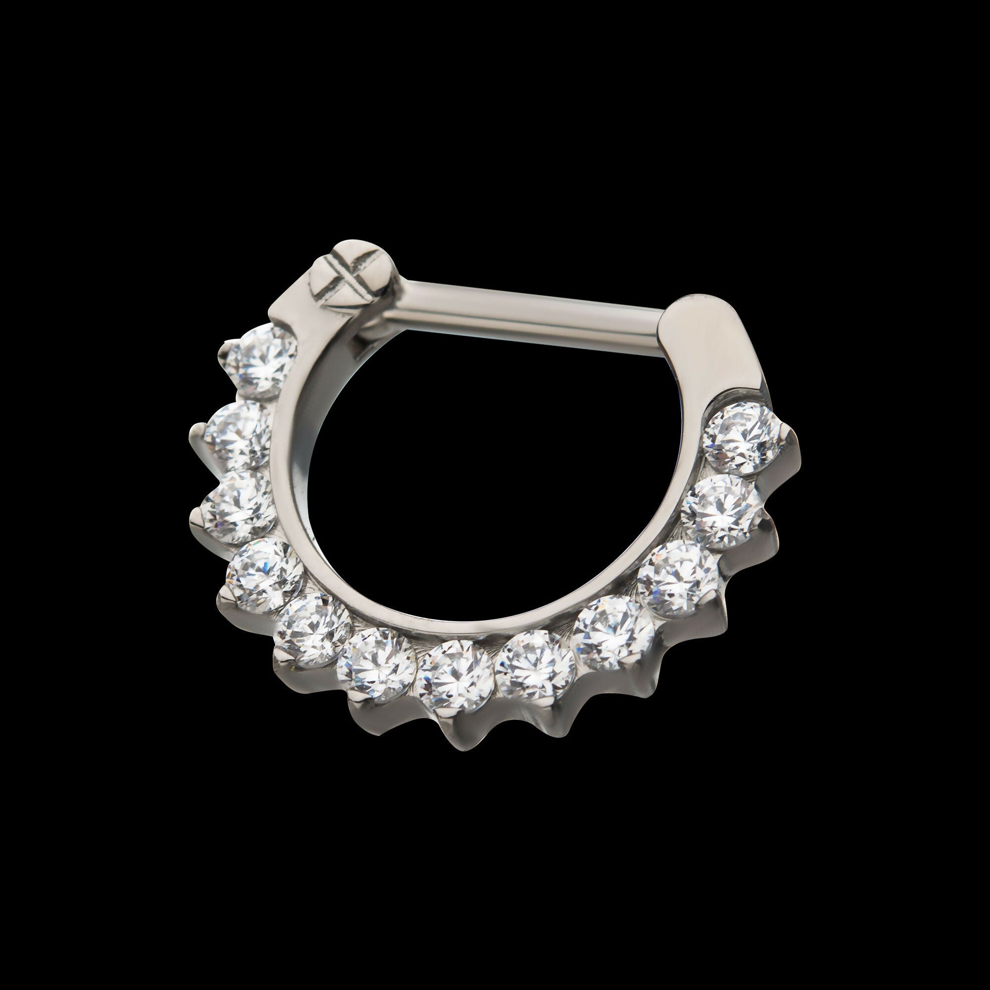 Titanium 12-Cluster CZ/Opal Septum Clickers