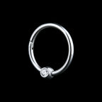 Bezel Set Gem Hinged Segment Ring Earring / Nosering – Titanium