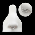 Clustered Prong Set Round & Teardrop CZ Front Facing Hinged Segment Clicker Hoop Earring / Nosering – Titanium