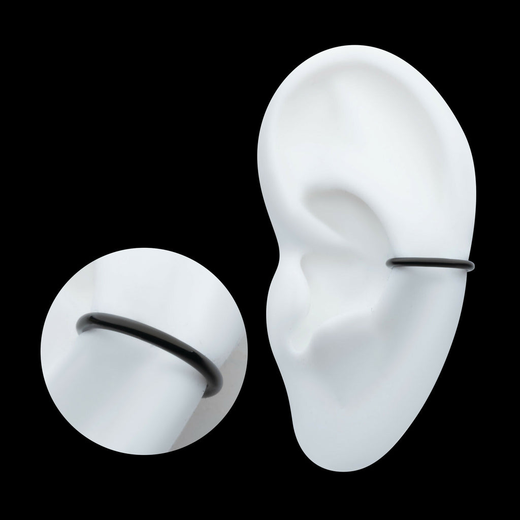 Black PVD Titanium Basic Hinged Segment Clicker Hoop Earring / Nosering