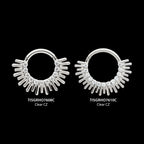 Pronged Round CZ Sun Rays Cluster Front Facing Hinged Segment Clicker Hoop Earring / Nosering – Titanium