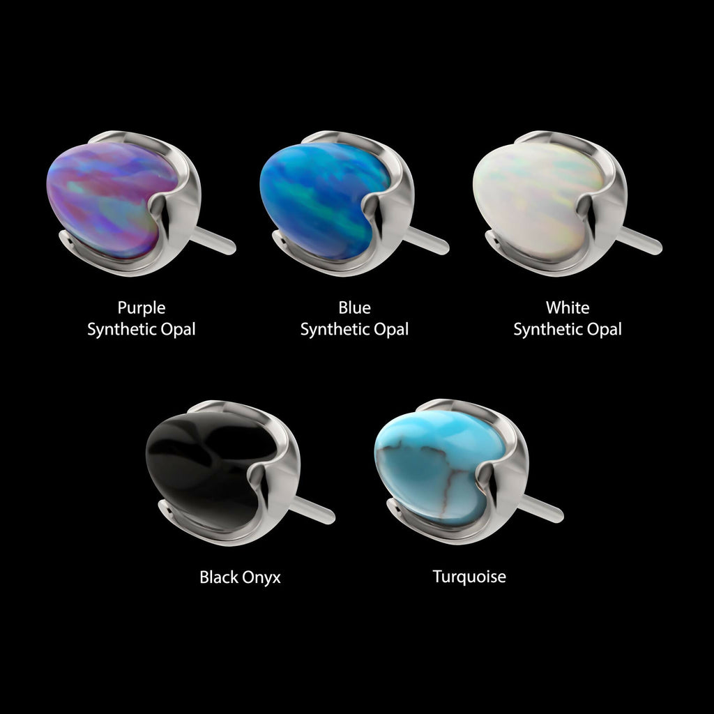 Titanium Threadless Stone Bullet Top with 4-Claw Prongs