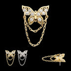 14Kt Gold Threadless Pave Gem Butterfly Top with 2-Tier Chain Dangle