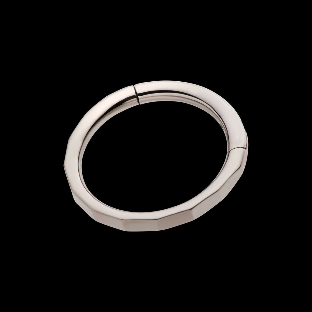 Corrugated Edge Titanium Side Facing Hinged Segment Clicker Hoop Earring / Nosering