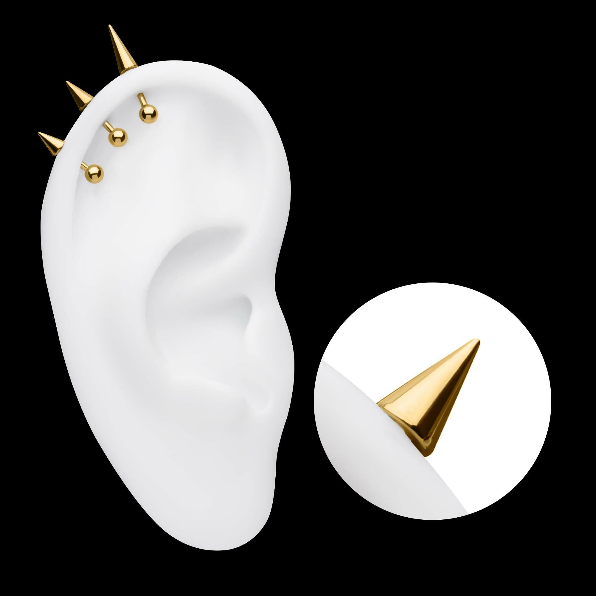 24Kt Gold PVD Titanium Internally Threaded Spike Top