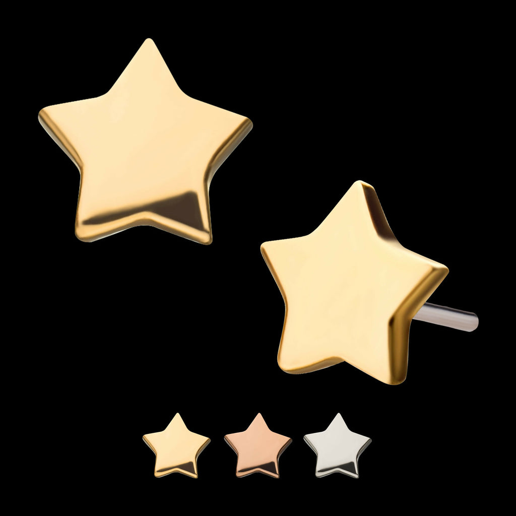 14Kt Gold Threadless Star Top