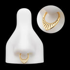 24Kt Gold PVD Titanium Linear Outline Teardrop Shape Front Facing Hinged Segment Clicker Hoop Earring / Nosering