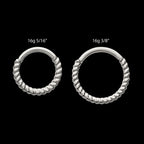Twisted Rope Front Facing Hinged Segment Clicker Hoop Earring / Nosering – Titanium