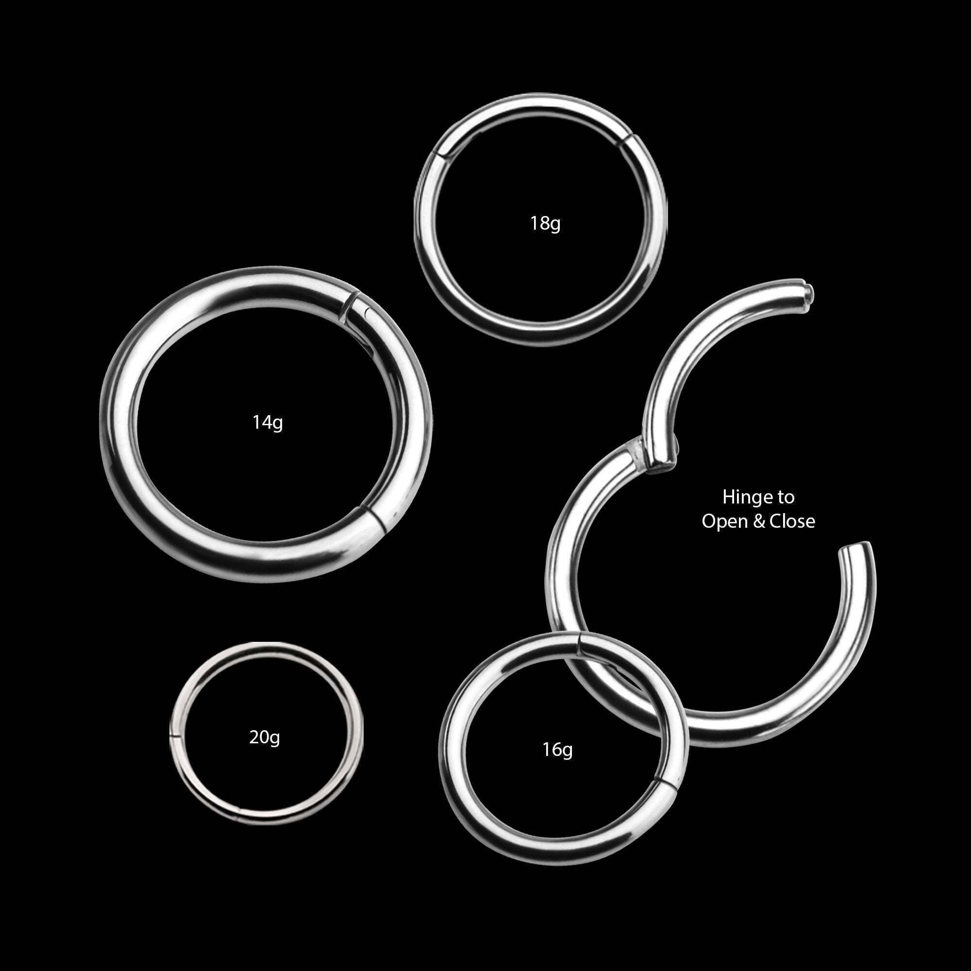 Hinged Segment Clicker (20g to 14g) Hoop Earring / Nosering – Titanium