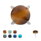 4-Prong Round Natural Stone Flatback Stud Earring / Nosering - Titanium