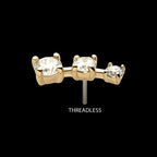 14Kt Yellow Gold Threadless Staggered Cluster Top with 4-Prong 3 Round Lab-Growns