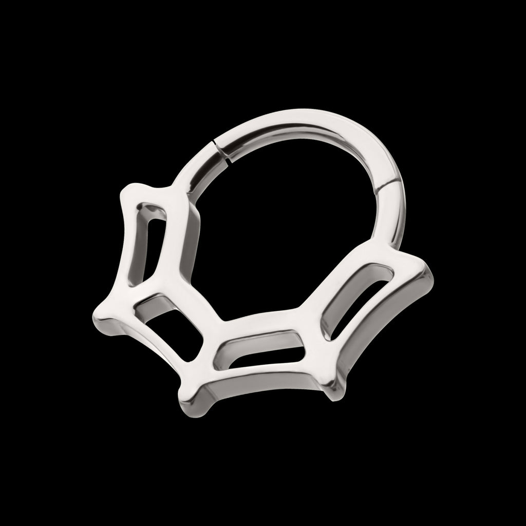 Spiderweb Front Facing Hinged Segment Clicker Hoop Earring / Nosering – Titanium