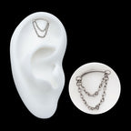 Titanium Threadless 2-Tier Dangle Chain Curved Bar Top