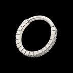 Prong Set Full Clear CZ Side Facing Hinged Segment Clicker Hoop Earring / Nosering – Titanium