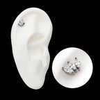 Titanium Threadless with Prong Set Marquise CZ 3-Cluster Top