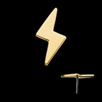 14Kt Gold Threadless with Lightning Bolt Top