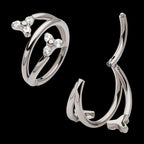 Double Ended Twist Side Facing Hinged Segment Clicker with Pronged Trinity CZ Hoop Earring / Nosering – Titanium