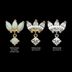 14Kt Gold Threadless 3 Cluster Fan Shape Marquise CZ/Opal Top with Dangle Prong Set CZ/Opal