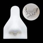9-Cluster Prong Set Round & Teardrop CZ Front Facing Hinged Segment Clicker Hoop Earring / Nosering – Titanium