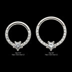 1mm CNC Set Full Clear CZ & Big Star CZ Front Facing Hinged Segment Clicker Hoop Earring / Nosering – Titanium