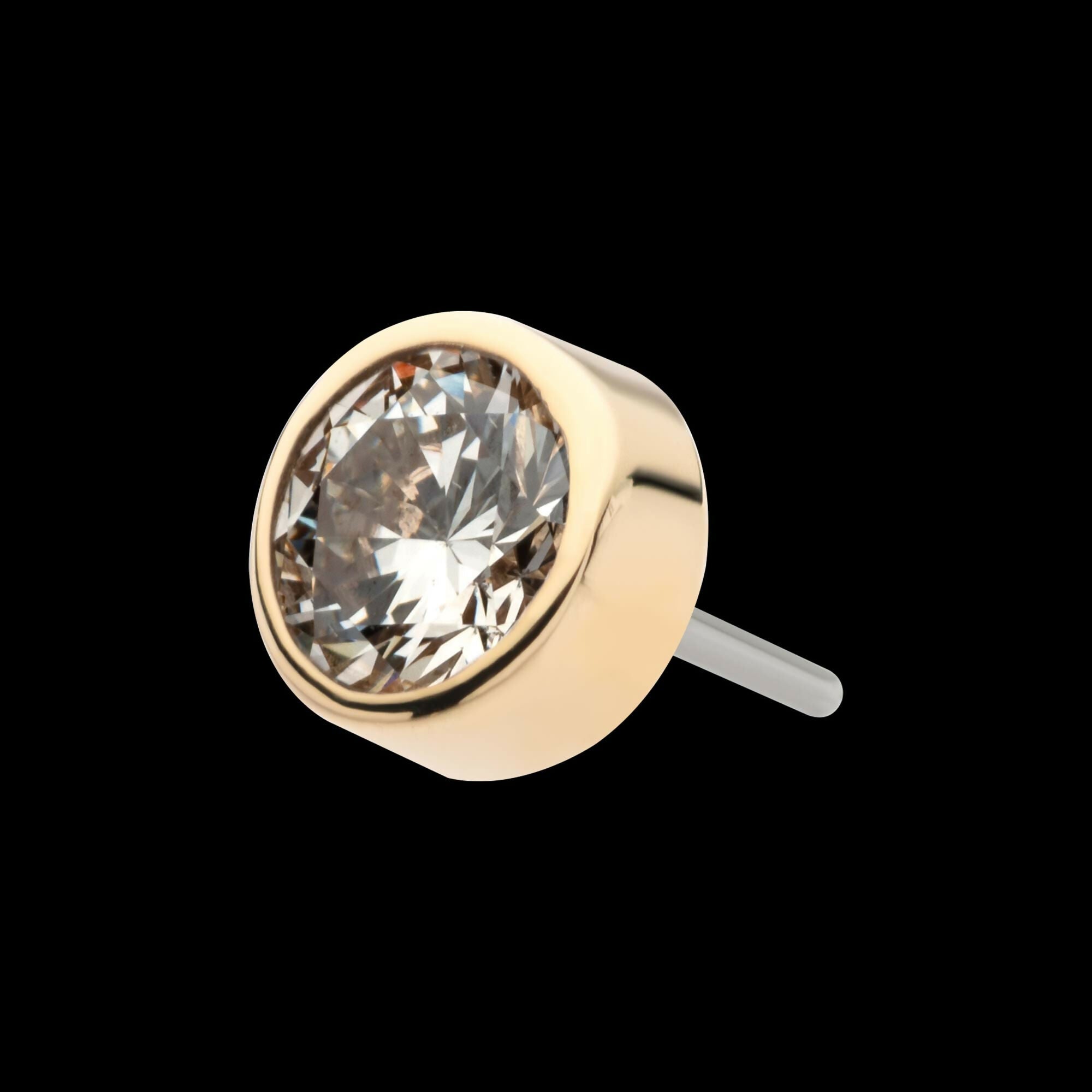 14Kt Gold Threadless Top with Bezel Set Round Lab-Grown