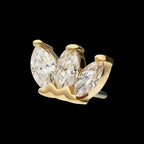 14Kt Yellow Gold Threadless Cluster Top with 3 Marquise Lab-Grown Diamonds