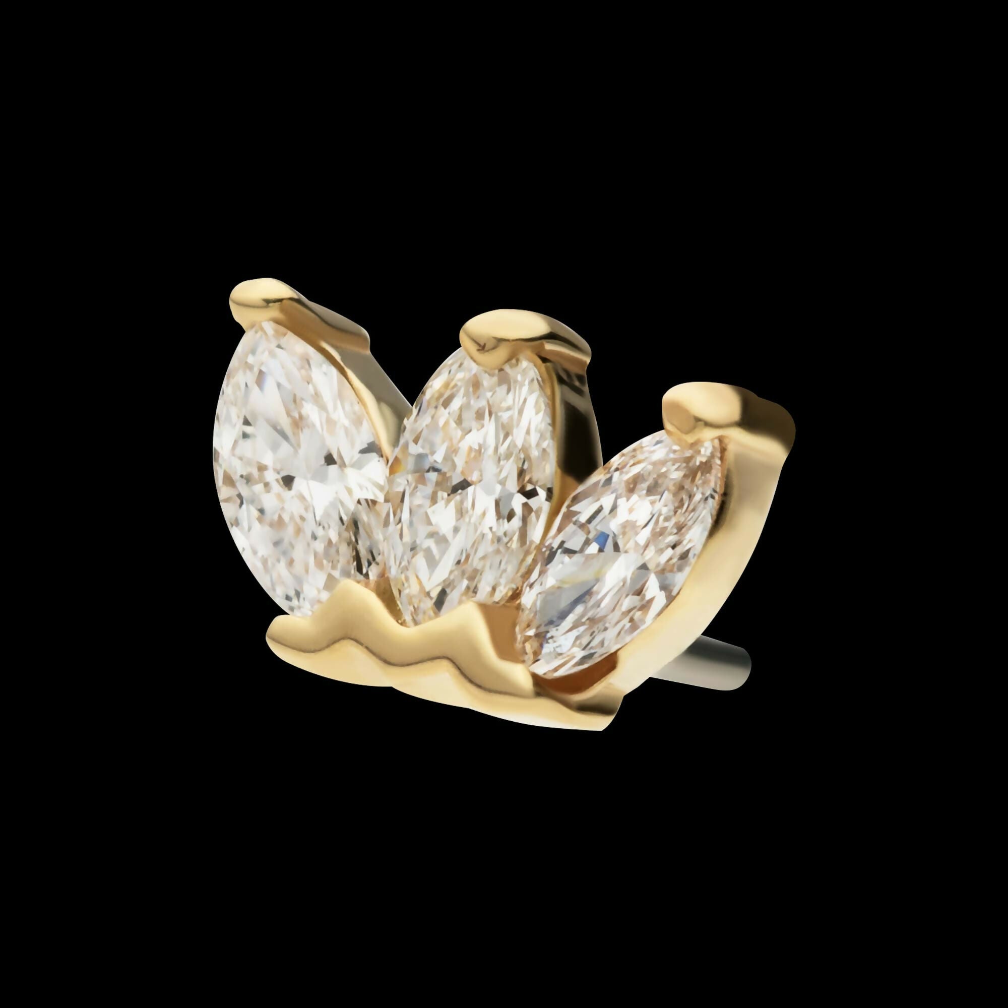 14Kt Yellow Gold Threadless Cluster Top with 3 Marquise Lab-Grown Diamonds