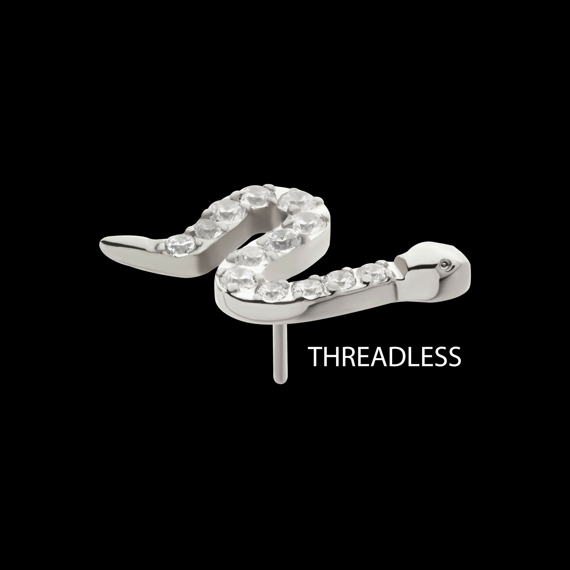 Titanium Threadless Pave Set 13 Clear CZ Snake Top