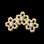 14Kt Yellow Gold Threadless Triple Cut Out Cherry Blossom Flower Top with Prong Set Gem